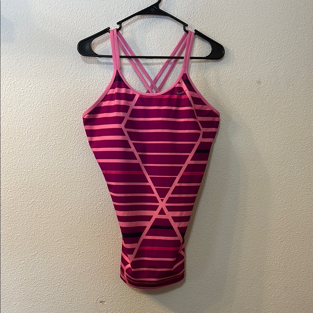 Nike Pink and Purple Striped Tank Top